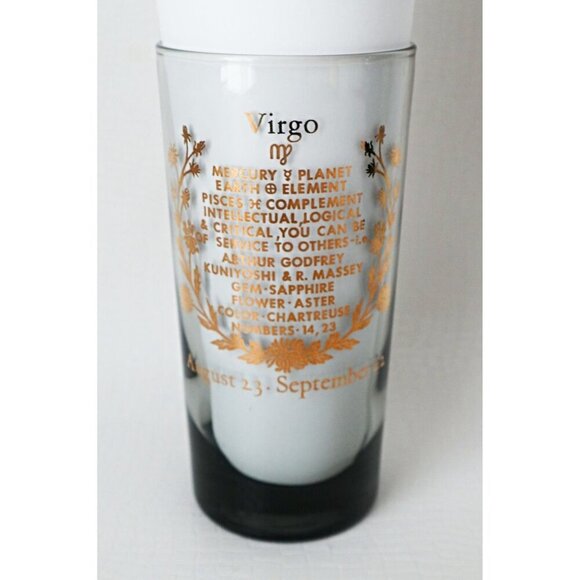 Vintage Horoscope Virgo Bar Cocktail Drinking Glass Highball Tumbler - Picture 2 of 5